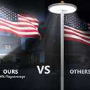 Ofuray Solar Flag Pole Light 3In1 Design, Brightest Flag Pole Light Solar Powered, 2 Brightness American Flag Coverage Led Solar Lights Outdoor Dusk to Dawn fit 1"-4" Flagpole for House Inground (Cold White)