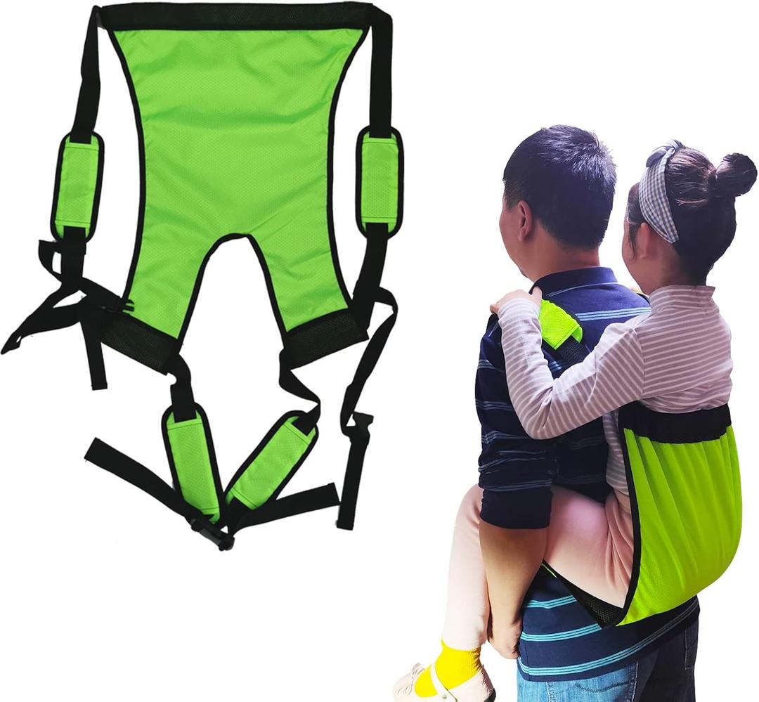 Kids Carrier Hiking Back Pack Belt Outdoor Children Lift Sling for Transferring Toddler, Disabled, Handicapped, Bedridden to Car,Wheelchair,Vehicle,Bed,Chair (Green)