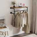Clothes Rack with Top Shelf, 29.1in Industrial Pipe Wall Mounted Garment Rack, Space-Saving Display Hanging Clothes Rack, Heavy Duty Detachable Multi-Purpose Hanging Rod for Closet Storage