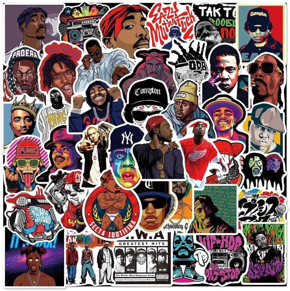 FRANKdesigns 50-Piece Rappers Sticker Pack for Hip-Hop Enthusiasts: Dope Vibes Galore