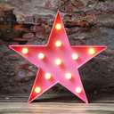 LED Marquee Star Signs Night Lights, Battery Operated Star Shaped Desk Table Lamp for Kids, Baby, Child, Girl Gift, Nursery Room, Wall Decor-Star(Pink)