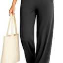Yogaration Wide Leg Yoga Pants for Women, Crossover High Waisted Lounge Pants with Pockets, Loose Straight Leg Casual Pants, Size: X-Large Petite