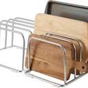 2-Pack Cutting Board Holder Stand 304 Stainless Steel Cutting Board Racks Organizer 4-Tier Chopping Boards Storage Cookie Sheet Baking Sheet Baking Trays,Chopping Boards,Dish 0.9+1.0 Inch Width Slots