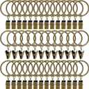 40 Pack Curtain Rings with Clips, Drapery Clips with Rings, Drapes Rings 1.26 in Interior Diameter, Fits up to 1 in Curtain Rod, Bronze