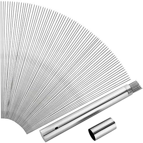 ZEAYEA 200 PCS Kabob Skewers, 13.4" Stainless Steel BBQ Sticks with Portable Storage Tube for Grilling, Metal Barbecue Skewer for Meat Shrimp Chicken Vegetable Outdoor Cooking