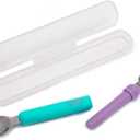 melii Detachable Baby Spoon and Fork Set with Compact Travel Case – BPA Free Soft Grip Utensils for Self Feeding – Portable Spork for On the Go Dining (Blue & Purple)