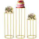 Cylinder Stands for Party, 3pcs Cylinder Pedestal Stand, Cake Cylinder Pedestal Stand for Wedding Living Room Patio Decoration - Gold