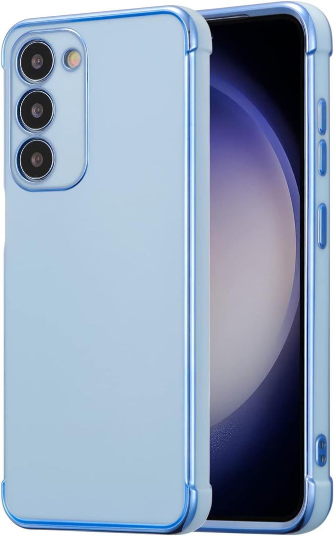 RALEAVO for Samsung Galaxy S23 Case Luxury Plating Case Cover Slim Lightweight Glossy Bling Phone Case Soft TPU Shockproof Bumper Case Electroplated Case,Blue