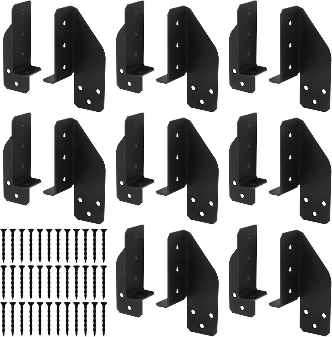 8 Pairs Black Split Joist Hanger, 14 Gauge Face Mount Joist Hanger Heavy Duty Carbon Steel Split Joist Brackets for 2"x4",2"x6", 4"x4" Wood Beam