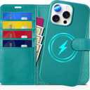 TUCCH Case Wallet for iPhone 16 Pro Max, Removable Kickstand Protective Wireless Charging Shell, Detachable PU Leather RFID Blocking 4 Card Slots Magnetic Cover Compatible with iPhone 16 Pro Max, Cyan (Full Textured Cyan)