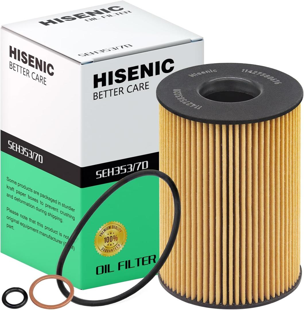 Hisenic Oil Filter V8 4.4L Fits Select BMW 550i 650i 750i 750Li Alpina B7 M5 M550i M6 M760i M8 M850i X5 X6 X7, Direct Replacement for OE# 11427583220