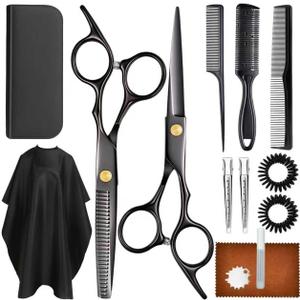 Hair Cutting Scissors Shears Kits, Professional Haircut Scissors Set with Thinning Shears, Stainless Steel Barber Scissors for Men, Women, Kids, Salon & Home Use