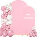 Set of 2 Wedding Arch Cover 2-Sided Round Top Spandex Fitted Arch Backdrop Cover for Birthday Party Baby Shower Wedding Arch Stand Deco (7.2FT, 6FT, Pink）