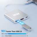 Acer USB C to HDMI Adapter, 4K USB C Hub with 100W PD, USBA 3.0 Port, HDMI to USBC Multiport Digital AV Converter for MacBook Neo/Pro/Air, iPad, Tablets, TV, Monitor and More (Silver)