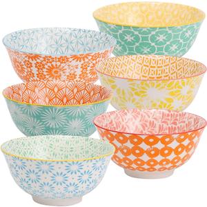 FERAHI Cereal Bowls, 26 Oz Ceramic Bowl, Set of 6 Soup Bowls, Bowl for Kitchen, Bowl Set for Salad, Pasta, Oatmeal, 6.3 Inch-Microwave Dishwasher Safe