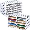 2 Pcs White with Black Polka Dots 10 Slots Construction Paper Storage Cardboard Literature Organizer Back to School Classroom Paper Storage Desktop Mailbox File Sorter for Teacher Student Office Home