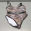 SUUKSESS Women High Waisted 2 Piece Bikini Set Cheeky High Cut Bandeau Swimsuit (Medium, 61 Zebra Print)