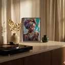Framed Black Woman Canvas Wall Art, African American Wall Decor, Fashion Modern Abstract Painting Picture, Coffee Girl Poster Print Artwork for Living Room Bedroom Home Decoration