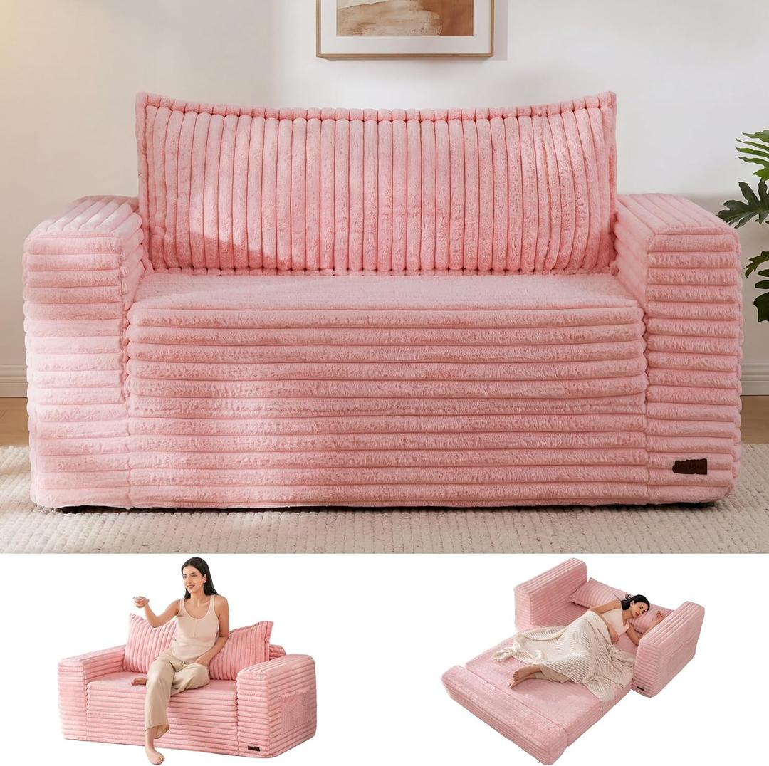MAXYOYO Convertible Sofa Bed, Pull-Out Loveseat Couch Bed for Small Space