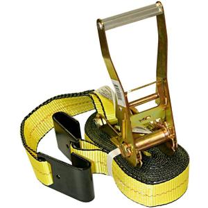 Everest - S1022 Premium Ratchet Tie Down 1 PK 2 IN. X 27 FT 3333 LBS. Working Load 10000 LBS. Break Strength Flat-Hook Cargo Straps - Moving Appliances and Equipment - Vibrant Everest Yellow
