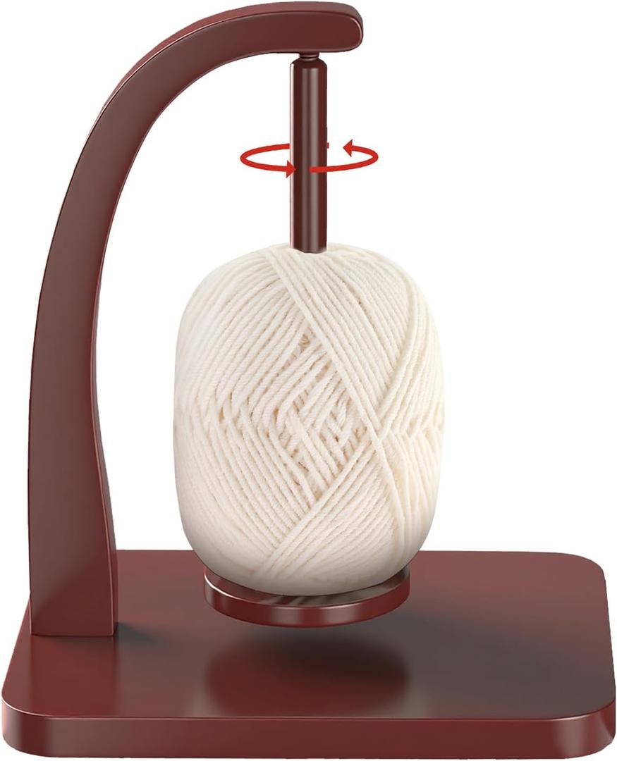 PEKER Yarn Holder Spinner for Crocheting and Knitting, Wooden Yarn Winder with Magnetic Rotation & Anti-Slip Pads, Crochet Accessories for Yarn Storage, Yarn Holder Gift for Knitting Lovers
