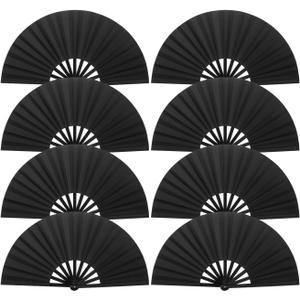 8 Pack Handheld Folding Hand Fan Bulk,Boots On The Ground Fan,Loud Rave Fan Clack Fan for Line Dancing, Dance Practice, Stage Performance, Celebrations,Abanicos de Mano para Fiesta(Black)