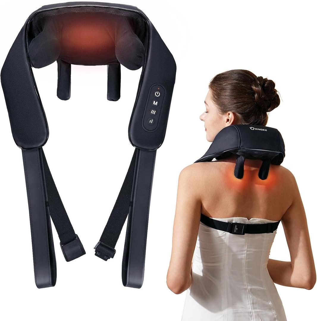 Neck Massager with Heat, Deep Tissue 4D Expert Kneading Massager, Shiatsu Neck and Shoulder Massage Pillow for Trapezius, Back and Leg Pain Relief, FSA/HSA Eligible, Gifts for Mom Dad