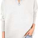 ANRABESS Women Quarter Zip Oversized Casual Loose Rib Knit Cozy Pullover Sweaters Top 2025 Fall Fashion Outfits Clothes S