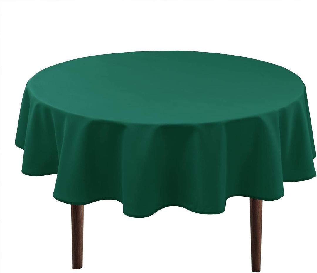 Hiasan Round Tablecloth 70 Inch - Waterproof Stain Resistant Spillproof Polyester Fabric Table Cloth for Dining Room Kitchen Party, Hunter Green
