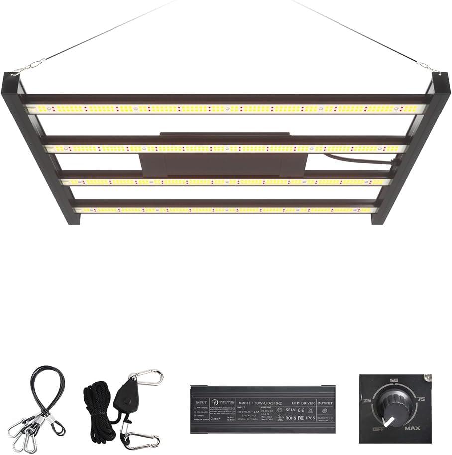 CANAGROW CG2400 LED Grow Light for Indoor Plants 4x4ft Coverage with High Yield Diodes, Sunlike Full Spectrum Dimmable Growing Lamps for Hydroponic Indoor Seeding Veg Bloom Greenhouse (Black)