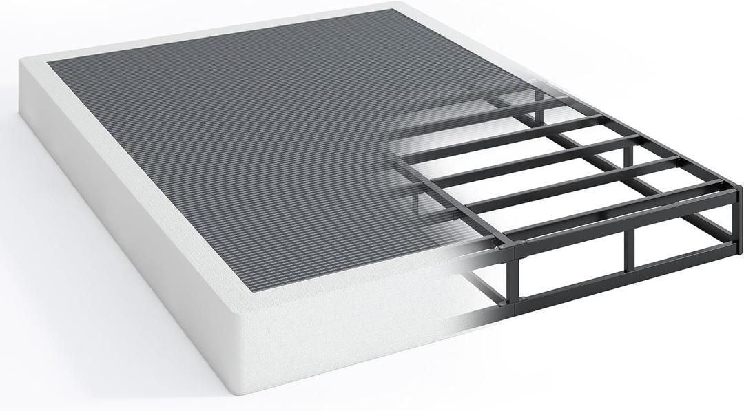 QEROMY 7 Inch Low Profile Box Spring, Sturdy Metal Frame Mattress Foundation, Easy Assembly, Quiet & Noise-Free, Queen Size