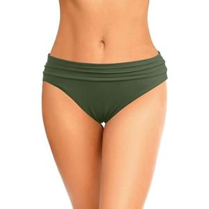 Zmart Women Full Coverage Ruched Bikini Bottoms Tummy Control Swim Bottoms Scrunch Ruffle Bathing Suit Bottom M