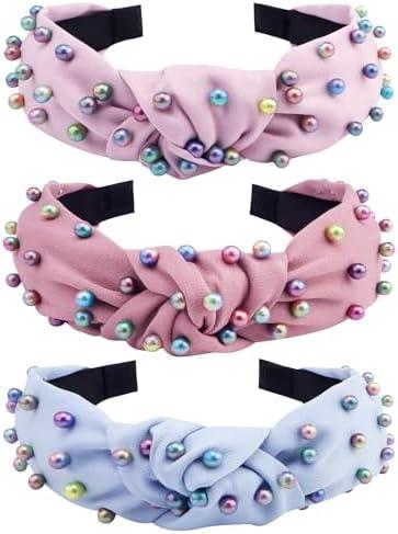 COCIDE 6 PCS Headbands for Women Colorful Pearls Knotted Headbands for Girls Cross Knot Twisted Hairband Turban Hair Band Hair Accessories Gift for Women (Purple,Pink,Blue) COCIDE 6 PCS Headbands for Women Colorful Pearls Knotted Headbands for Girls Cross Knot Twisted Hairband Turban Hair Band Hair Accessories Gift for Women (Purple,Pink,Blue)