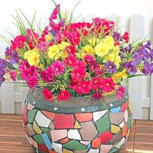 16PCS Artificial Fake Outdoor Flowers Plants, Faux Silk Realistic Morning Glory Floral Arrangement Planter UV Resistant for Porch Patio Window Box Balcony Garden Decor (Wheat Ears 4 Colors)