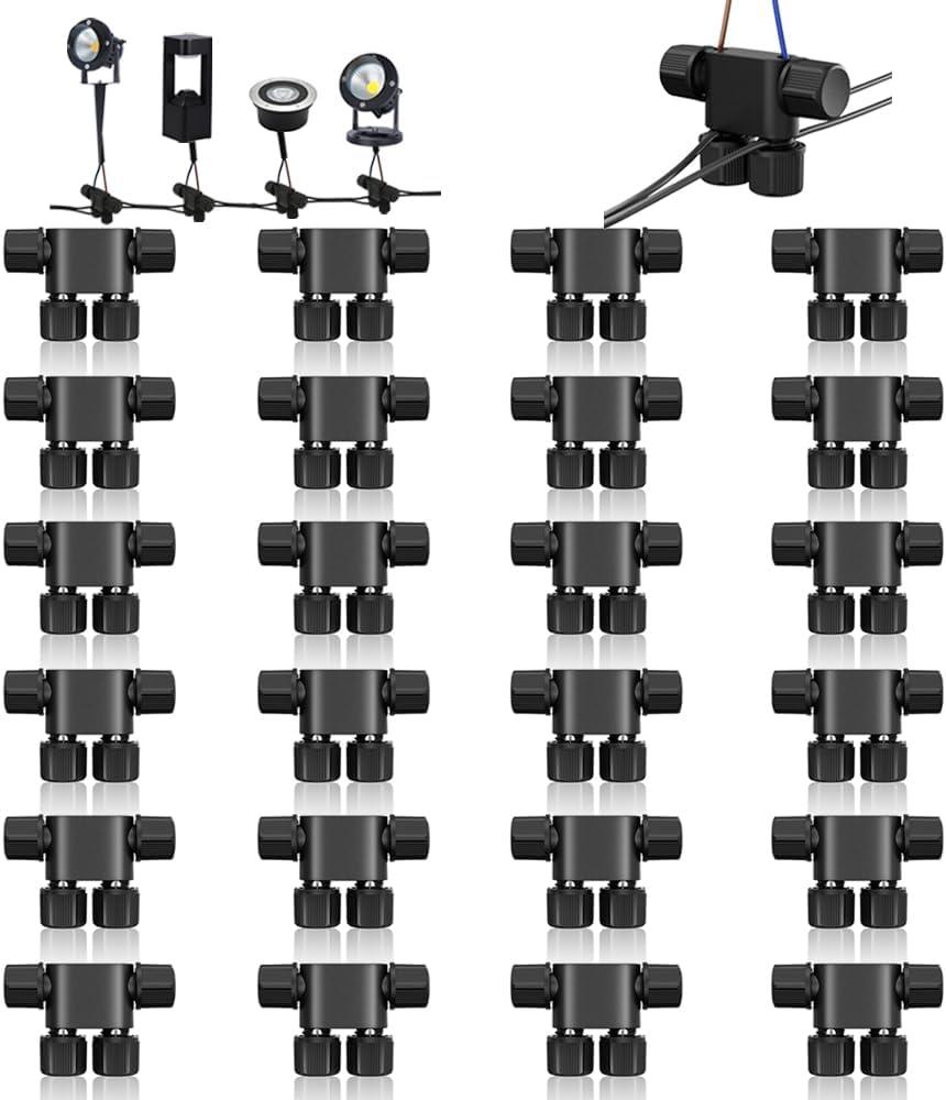 NETEHA 24 Pack Low Voltage 12-18 Gauge Wire Connectors for Landscape Lighting, Pathway Lights, Outdoor LED Lights