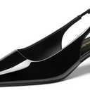 DREAM PAIRS Women's Kitten Heels Slingback Low Closed Toe Comfortable Pumps Pointed Toe Wedding Party Elegant Dress Shoes, Size 7.5 