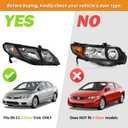 WEELMOTO for 2006-2011 Honda Civic 4-Door Headlights Replacement for Headlight Pair Headlamp Black Housing Amber Reflector Left+Right Side (Does NOT fit 2-Door Coupe models)
