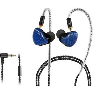In Ear Monitor Headphones, HiFi Stereo IEM Earphones, Dynamic Dual Driver Wired Earbuds with Detachable Cable, Noise Canceling Headset for Singers Musicians Drummers Audiophile (Blue, No Mic)