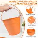 OBTANIM 7 Pack Orange Metal Buckets with Handle Galvanized Ice Pails for Plants, Succulents, Party Favors Organizing, Rustic Home Decor or Classrooms Pencil Storage (9.1 x 6.7 inch)