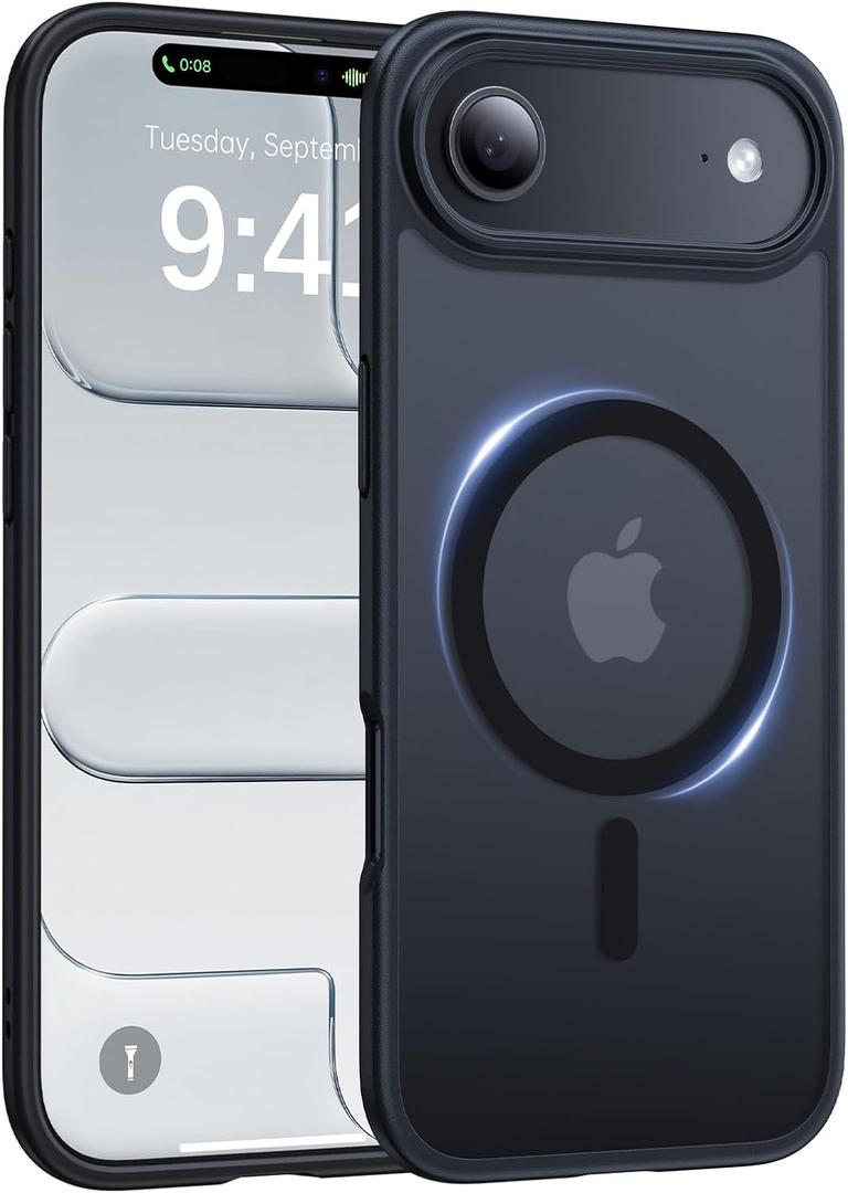 Magnetic for iPhone Air Case 2025, [Anti-Slip] [Compatible with MagSafe] [Military Grade Drop Protection] Shockproof Protective Translucent Matte Phone Case for iPhone 17 Air Case, Black