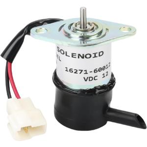 12V Fuel Shut Off Solenoid Compatible with Kubota D1105 D1005 V1505 F2400-BI F2400 FZ2400 FZ2100 ZD25F ZD28 ZD28F ZD326HL ZD326P Replacement for 16271-60010 16271-60012 052600-4151 0526004151