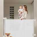 Upgrade 71" Retractable Baby Gates with Reinforced Strip Design to Prevent Crawling Through, 48" Tall Retractable Gate for Baby and Pet, 6 FT Baby Gates for Stairs, Doorways, Hallways (48" Tall x 71" Wide, White)