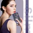 for Samsung Galaxy A35 5G Case+Tempered Glass Screen Protector,Military Grade Protective Slim Soft TPU & Hard PC,Girls Women Crystal Clear Flower Pattern Case Cover for A35 5G-Purple Butterfly