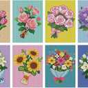 8 Pcs Diamond Art Kits Adults, Flowers Diamond Painting Mosaic Kits for Beginner, Square Drill Gem Art for Home Wall Decor Gift 10x15cm/4x6inch