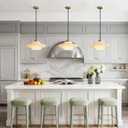 Pendant Lights Kitchen Island: Mid-Century Modern Hanging Light Fixture Entryway - Glass Pendant Lamp Dining Room (Black Rod)