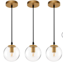 JAGORI Clear Glass Pendant Lights Kitchen Island 3 Pack,Gold Hanging Light Fixture,6 Inch Modern Pendant Light Fixtures for Kitchen,Farmhouse,Dining Room
