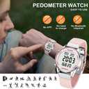 Hearkent Women Pedometer Watch for Walking Steps and Miles-Step Counter for Calories,30M Waterproof-EL Backlight-Countdown-Stopwatch-No App Step Tracker for Adults Seniors