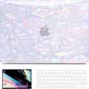 B BELK Compatible with MacBook Air 13 inch Case 2022 2021 2020 2019 2018 M1 A2337 A2179 A1932, Plastic Hard Shell + Keyboard Cover + Screen Protector for MacBook Air 13.3 inch Case, Shiny Iridescent
