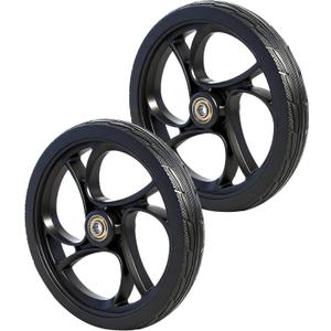 2PCS 8 Inch Walker Wheel, 5/16" (8 mm) Bearing Solid Replacement Wheels for,RollingWalker (8 Inch) (8mm) (Black)