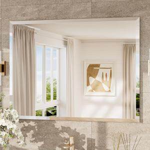 TokeShimi 40x30 Frameless Mirror Bathroom Rectangle, Bathroom Vanity Mirror Beveled with 1" Beveled Edge, Shatterproof Farmhouse Mirrored Wall Mounted for Living Room, Entryway, Restroom